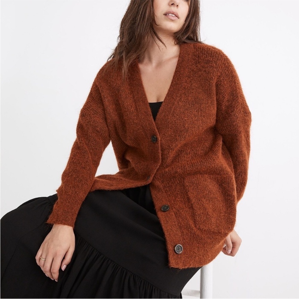 Madewell Cowen Cardigan Sweater Heather Acorn Size Large